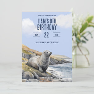 Gray Seal Birthday Invitation