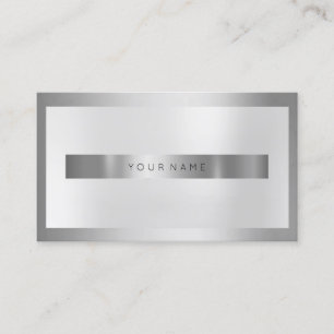 Gray Silver Glass Frame  Metallic MInimal Minimal Business Card