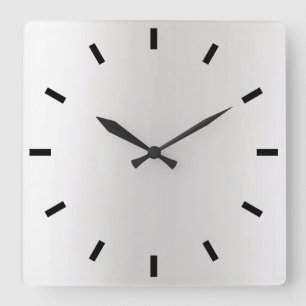 Gray Silver Graphite Ombre Minimal Black Square Wall Clock