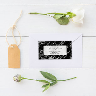 Gray Silver Marble Abstract Elegant Black RSVP