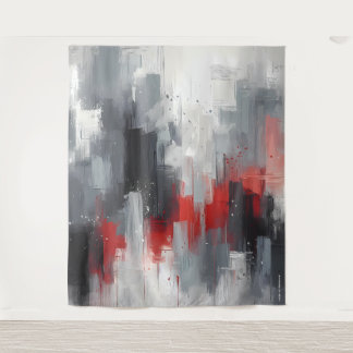 Gray, Silver & Red Tapestry