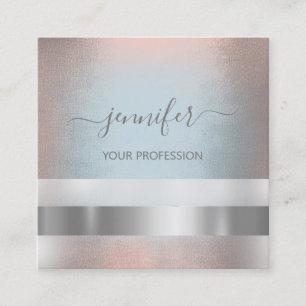 Gray Smoky Blue Rose Stripes Professional Square Business Card