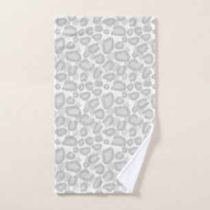 Gray Snow Leopard Hand Towel / Animal Print