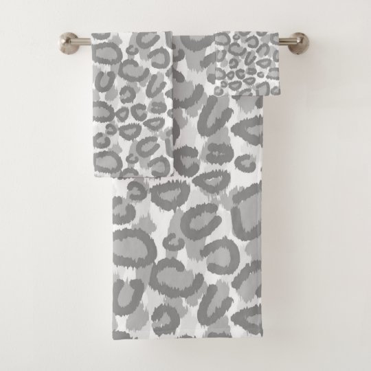 Gray Snow Leopard Print Bathroom Towels Set | Zazzle.co.uk