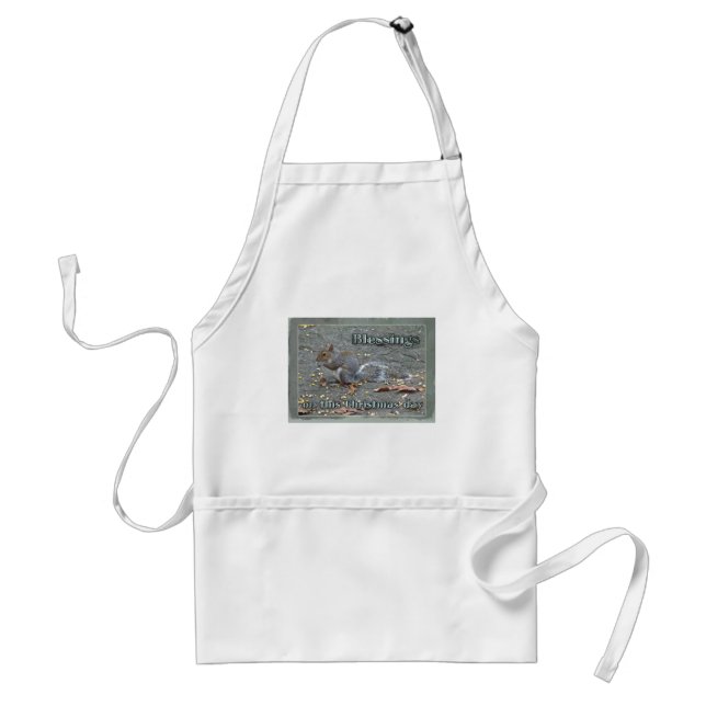 Gray Squirrel Christmas Blessings Series Standard Apron (Front)