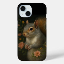Gray Squirrel with Flowers – Enchanted Woodland