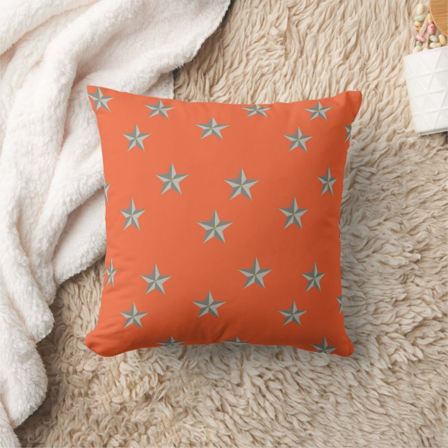 Gray stars on orange cushion (Blanket)