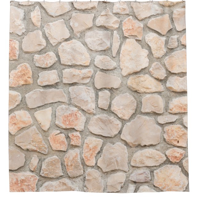 Gray stone wall background. stone, texture, wall,  shower curtain (Front)