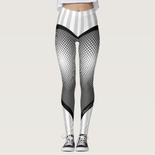 Gray striped heart white scored 80s leggings