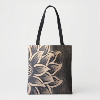 Gray Sunflower Tote Bag