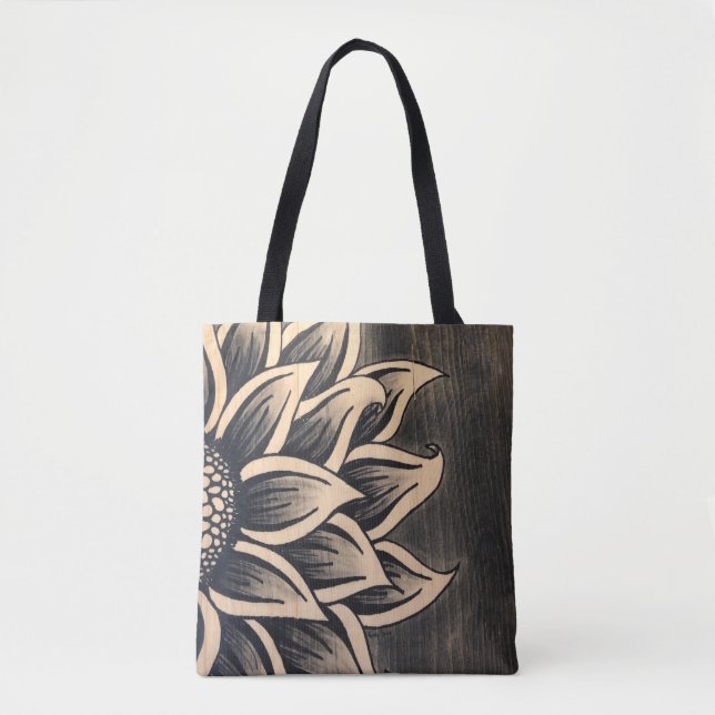 Gray Sunflower Tote Bag (Front)