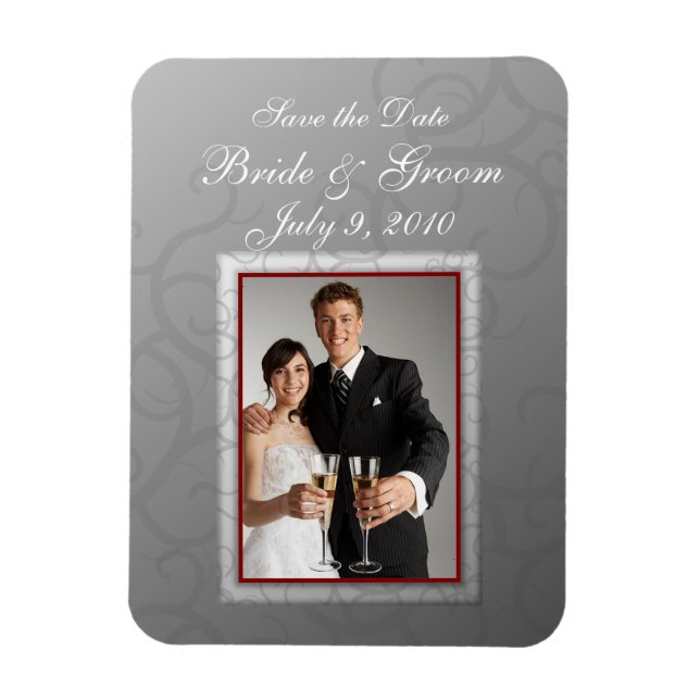 Gray Swirl Save the Date Premium Magnet (Vertical)