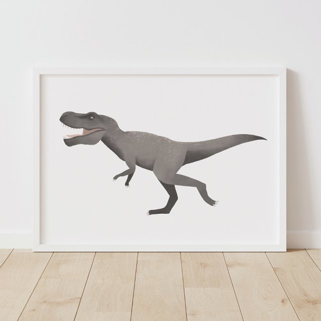 Gray T Rex Dinosaur Kids Room Poster (Creator Uploaded)