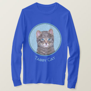Gray Tabby Cat Painting - Cute Original Cat Art T-Shirt