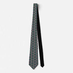 Gray, Teal and Black Striped   Tie