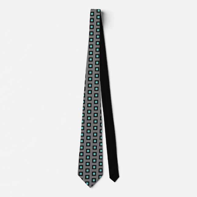 Gray, Teal and Black Striped   Tie (Front)
