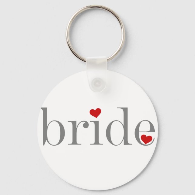 Gray Text Bride Key Ring (Front)