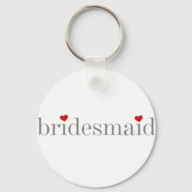 Gray Text Bridesmaid Key Ring (Front)