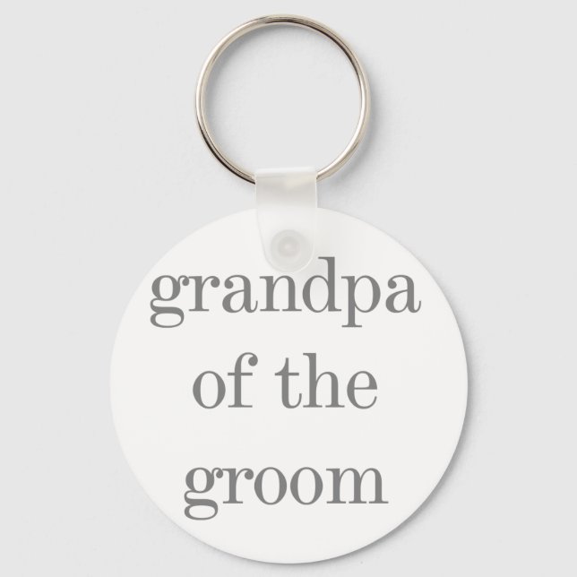 Gray Text Grandpa of Groom Key Ring (Front)