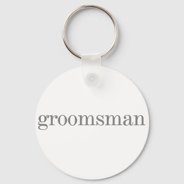 Gray Text Groomsman Key Ring (Front)