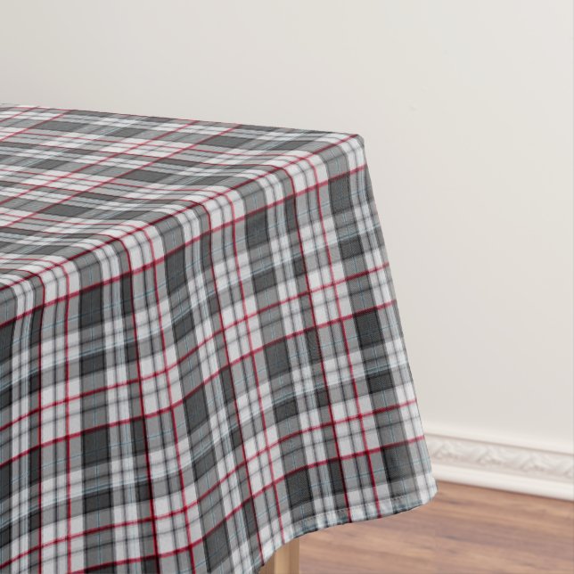 Gray textured tartan plaid tablecloth (In Situ)