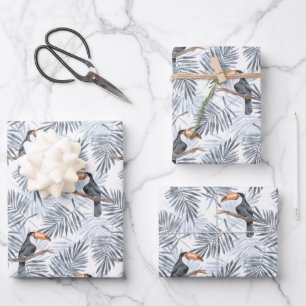 Gray Toucan Wrapping Paper Sheet
