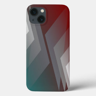 Gray triangles on teal burgundy iPhone 13 case