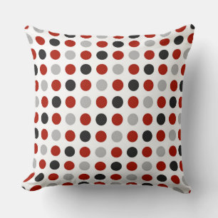 gray, turkey red and white dots cushion