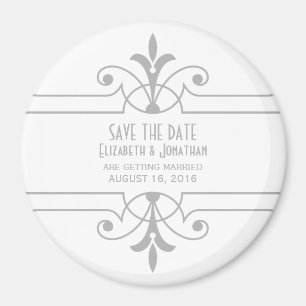 Gray v2 Fancy Ornamental Save the Date Magnet
