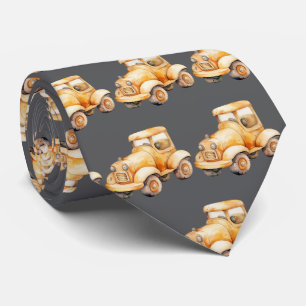 Gray Vintage Child's Car Toy Pattern Tie