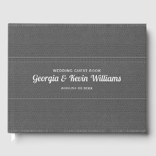 Gray vintage faux leather texture Guest Book