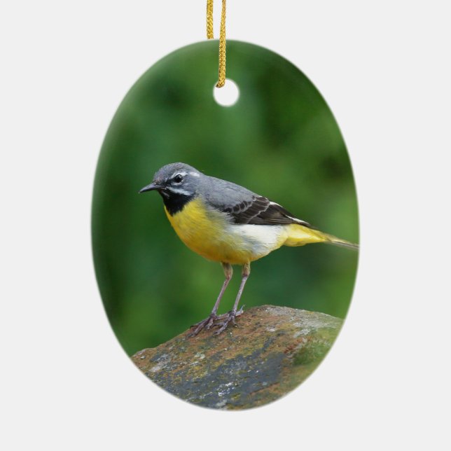 Gray Wagtail - bird Ceramic Tree Decoration (Back)