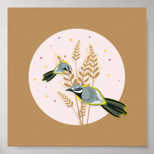 Gray Wagtail illustration Poster
