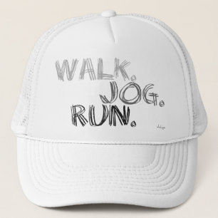 GRAY WALK JOG RUN (font SCRIBBLE) Trucker Hat