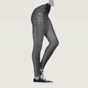 Gray Wash Jean All-Over Printed Leggings