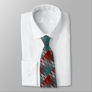 Gray waves on burgundy teal tie