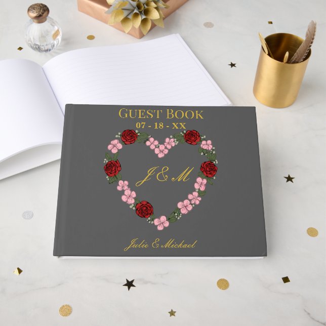 gray wedding guest book (Front Open)