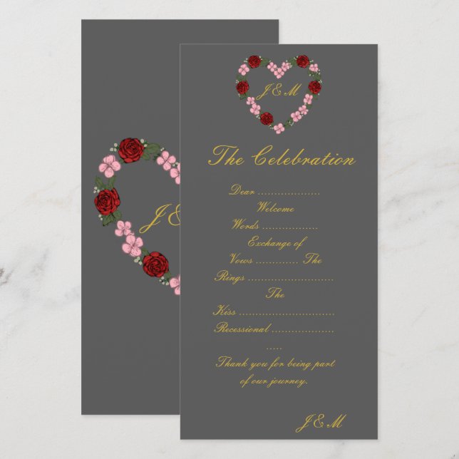 Gray Wedding Program (Front/Back)