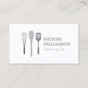 GRAY WHISK SPOON SPATULA LOGO for Catering, Chef Business Card