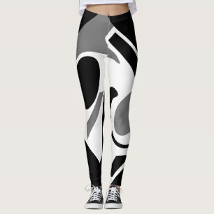 Gray, White and Black Digital Art Leggin Leggings