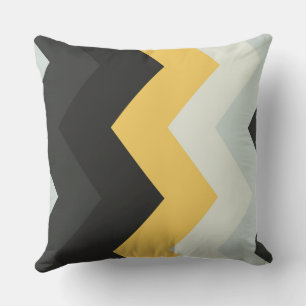 gray, white and yellow chevron Pattern Cushion