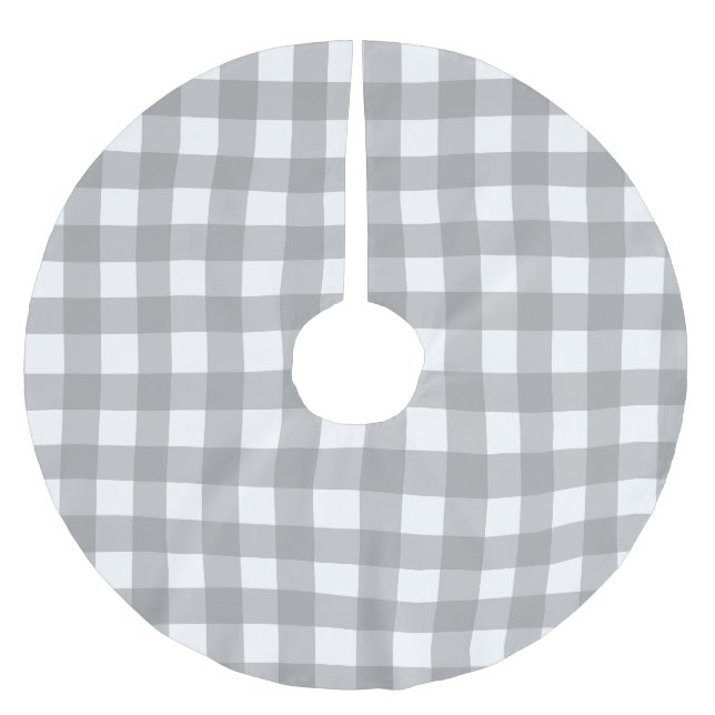 Gray & White Buffalo Check Tree Skirt (Front)
