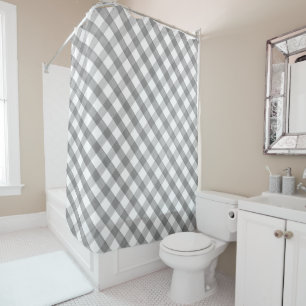 Gray & White Buffalo Plaid Shower Curtain
