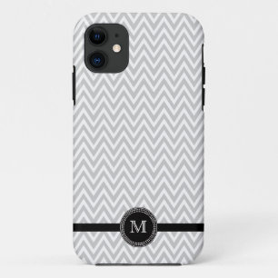 Gray white chevron monogram iphone 5 case