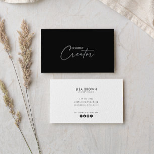 Gray White Classic Content Creator Business Card