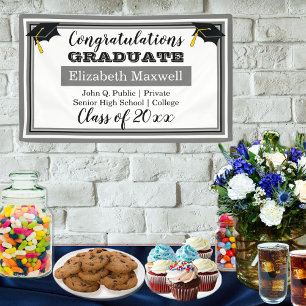 Gray   White Congratulations Graduate Graduation Banner