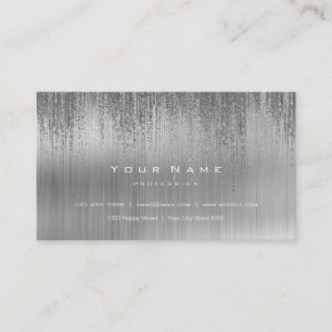 Gray White Silver Metallic VIP Matrix Cyber Rain Business Card