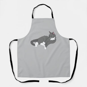 Gray & White Tuxedo Cat Apron