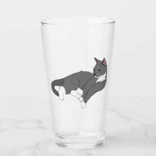 Gray & White Tuxedo Cat Wrapping Paper Glass