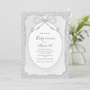 Gray & White Vintage Baby Shower Invitation